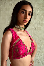 Madhuri Sleeveless Choli in Pink With Pink Garara