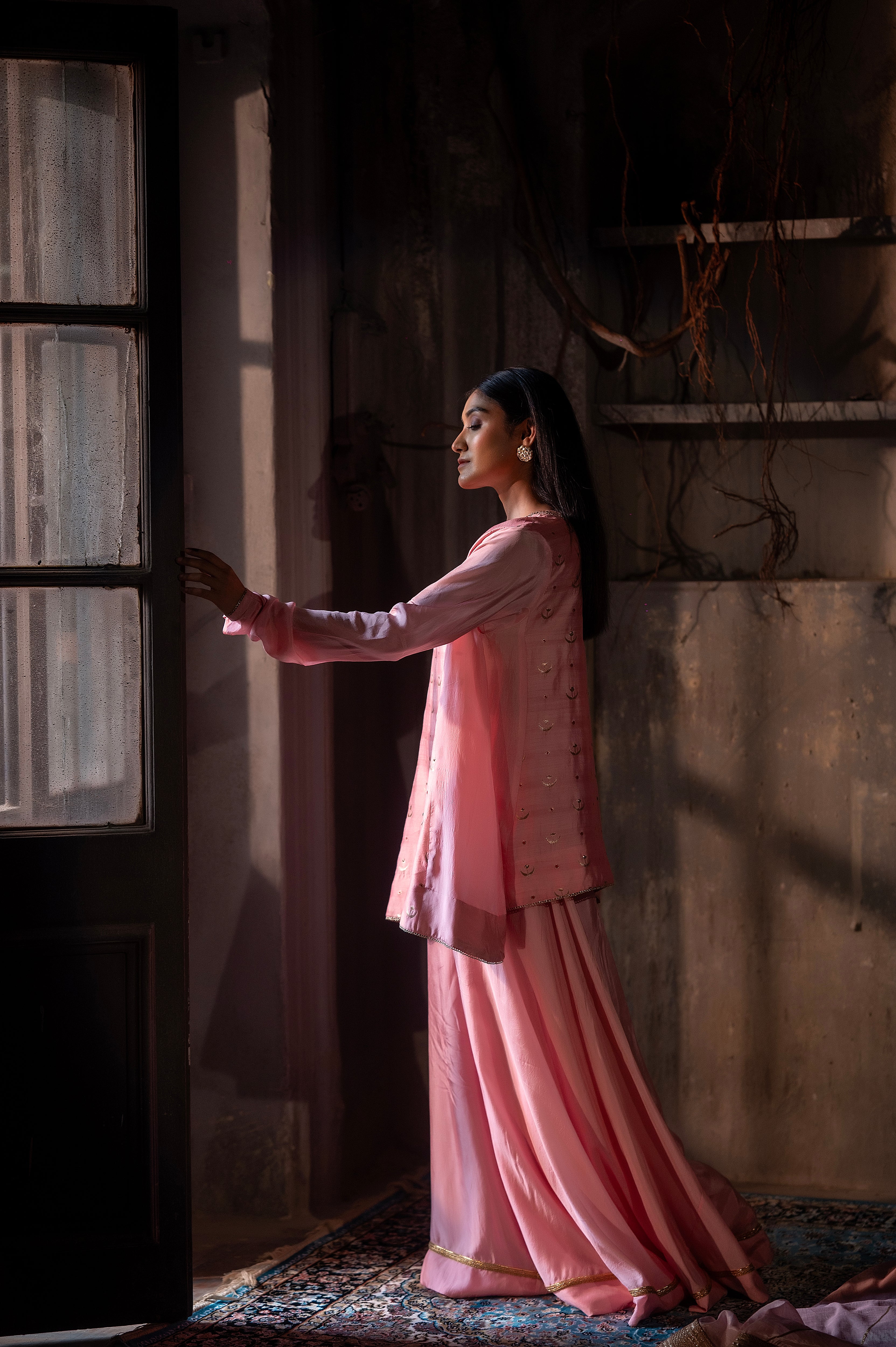 Chandphool Shabana in Tyohaar Pink Brocade with Tyohaar silk Garara