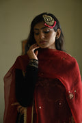 Shiuli  Applique Dupatta in Red Organza