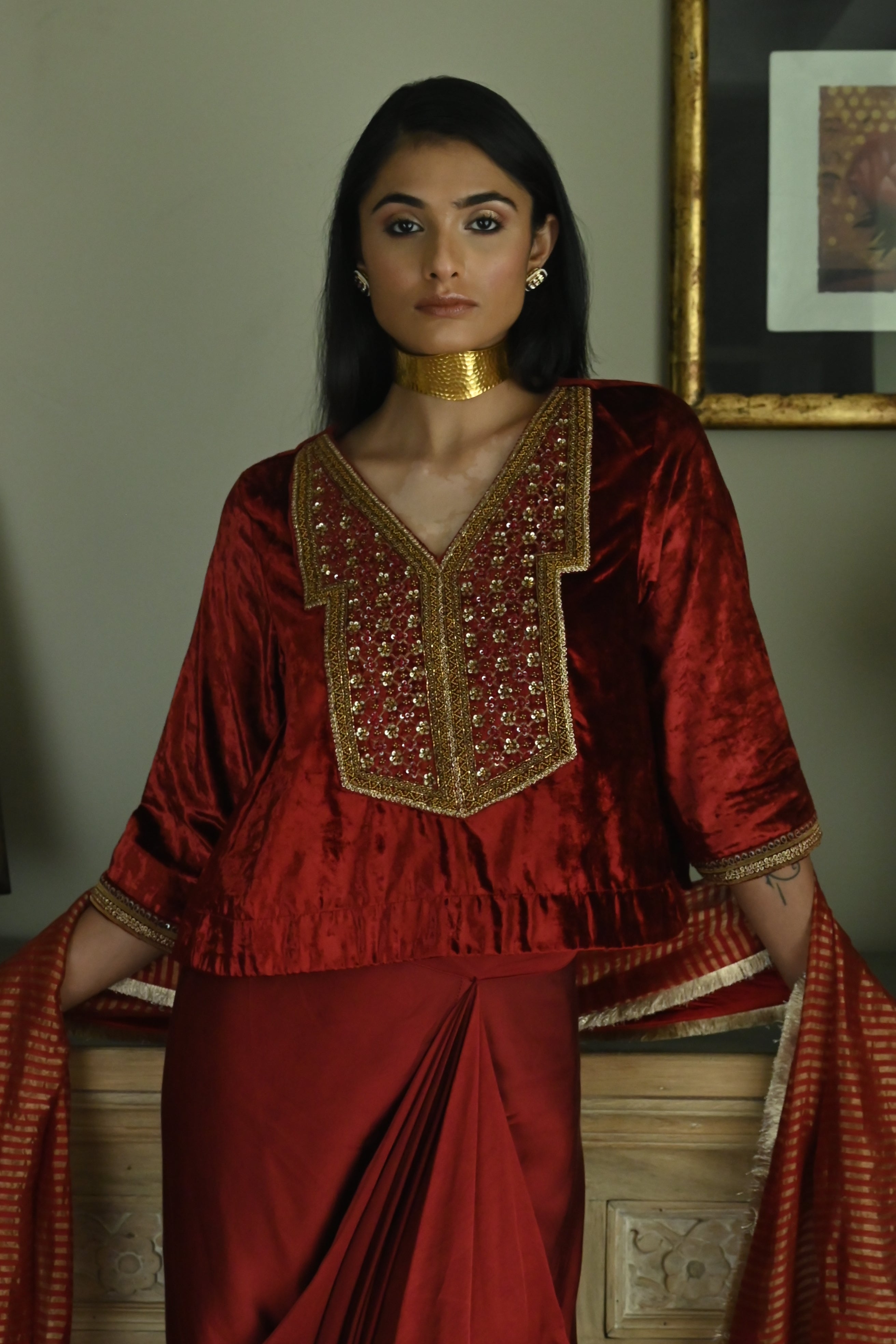 Shabana Top in Red Velvet