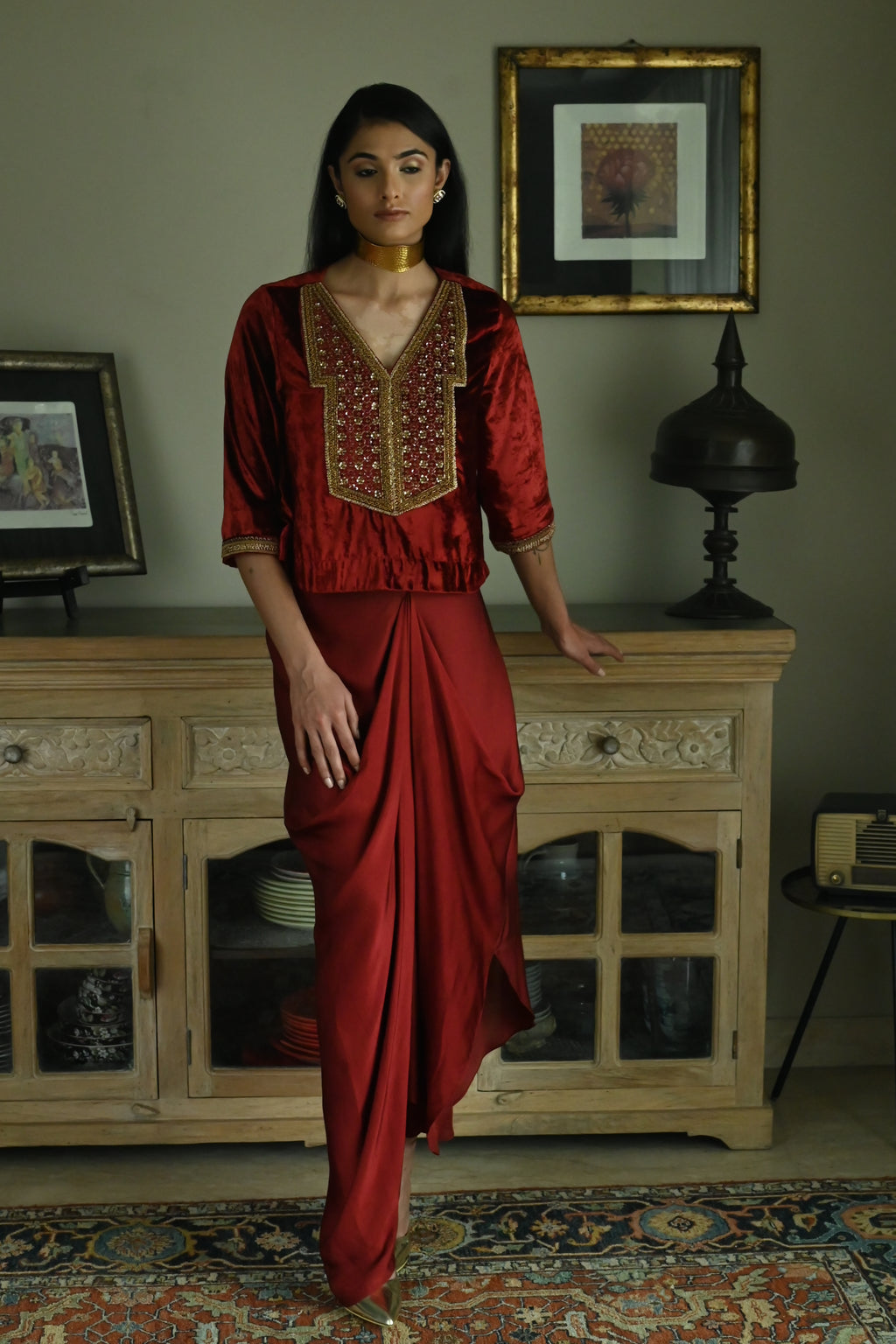 Shabana Top in Red Velvet