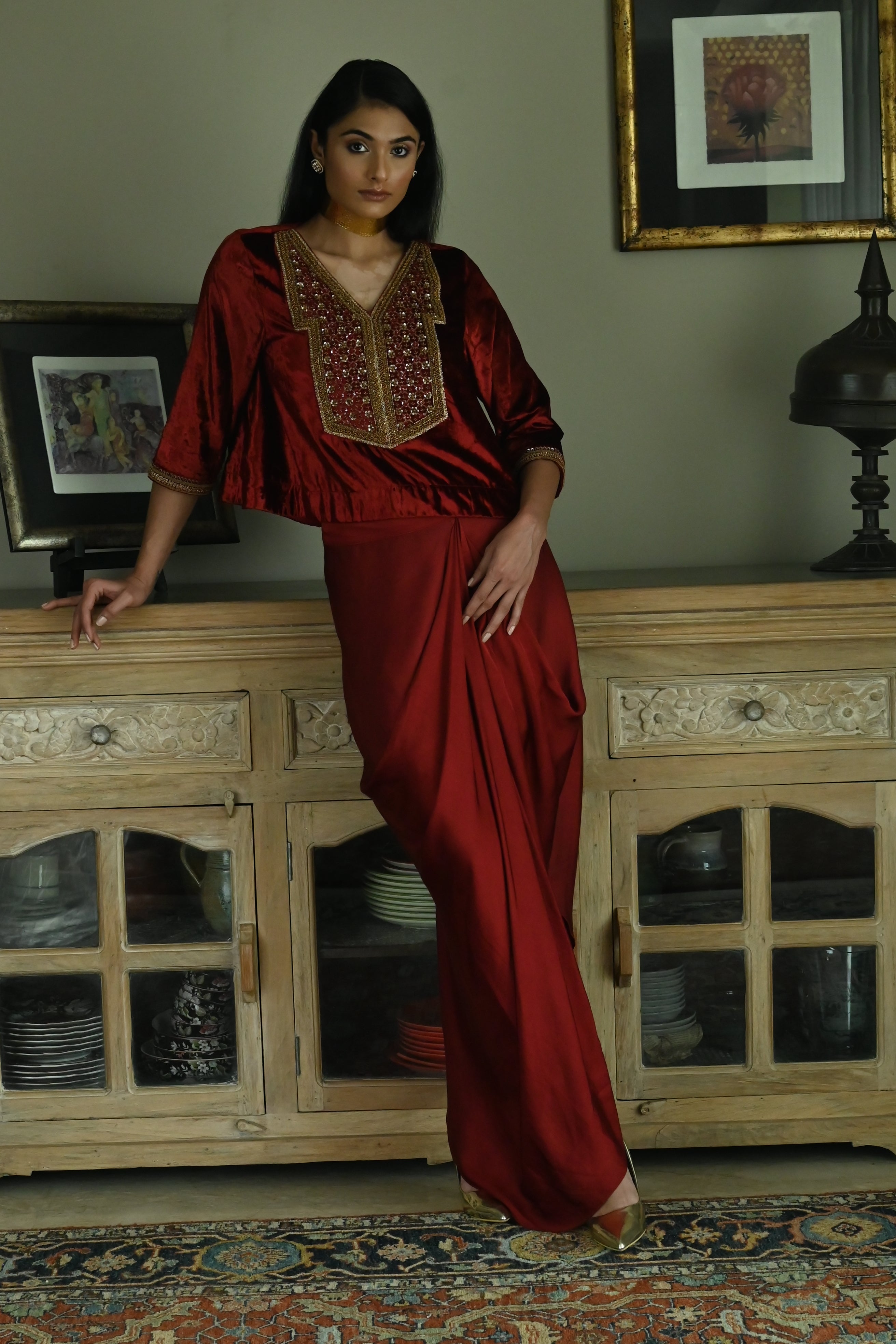 Shabana Top in Red Velvet