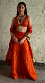 Madhuri Sleeveless Choli With Orange Garara