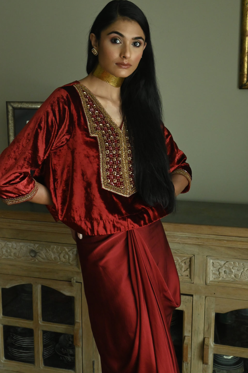 Shabana Top in Red Velvet