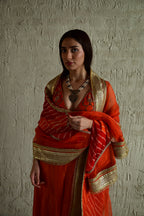 Urmila Leheriya Diagonal Dupatta in Orange