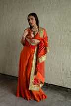 Madhuri Sleeveless Choli With Orange Garara