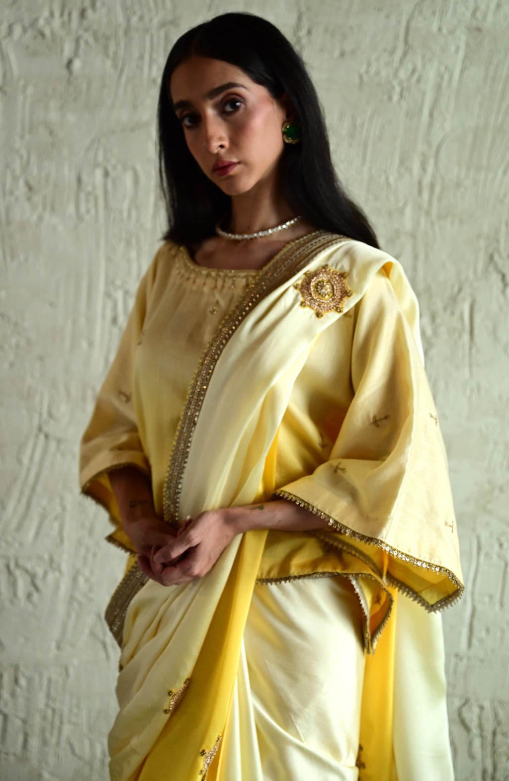 Roop Saree In Yellow ombre satin Silk