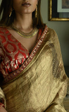 Empireline Blouse in Red Brocade