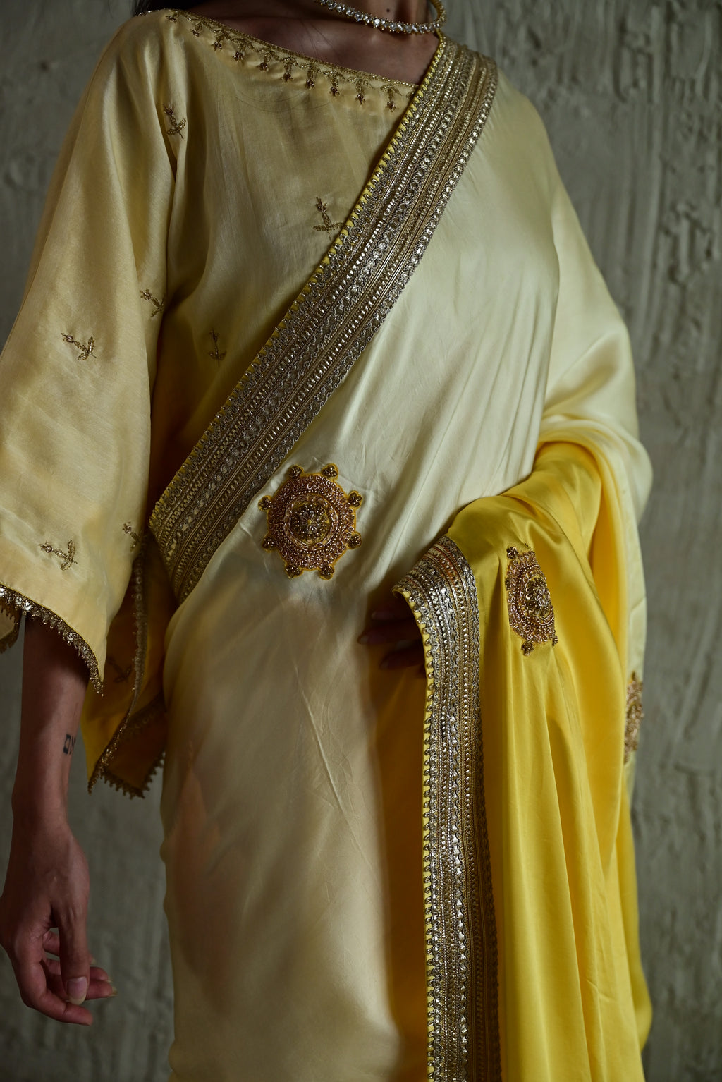 Roop Saree In Yellow ombre satin Silk