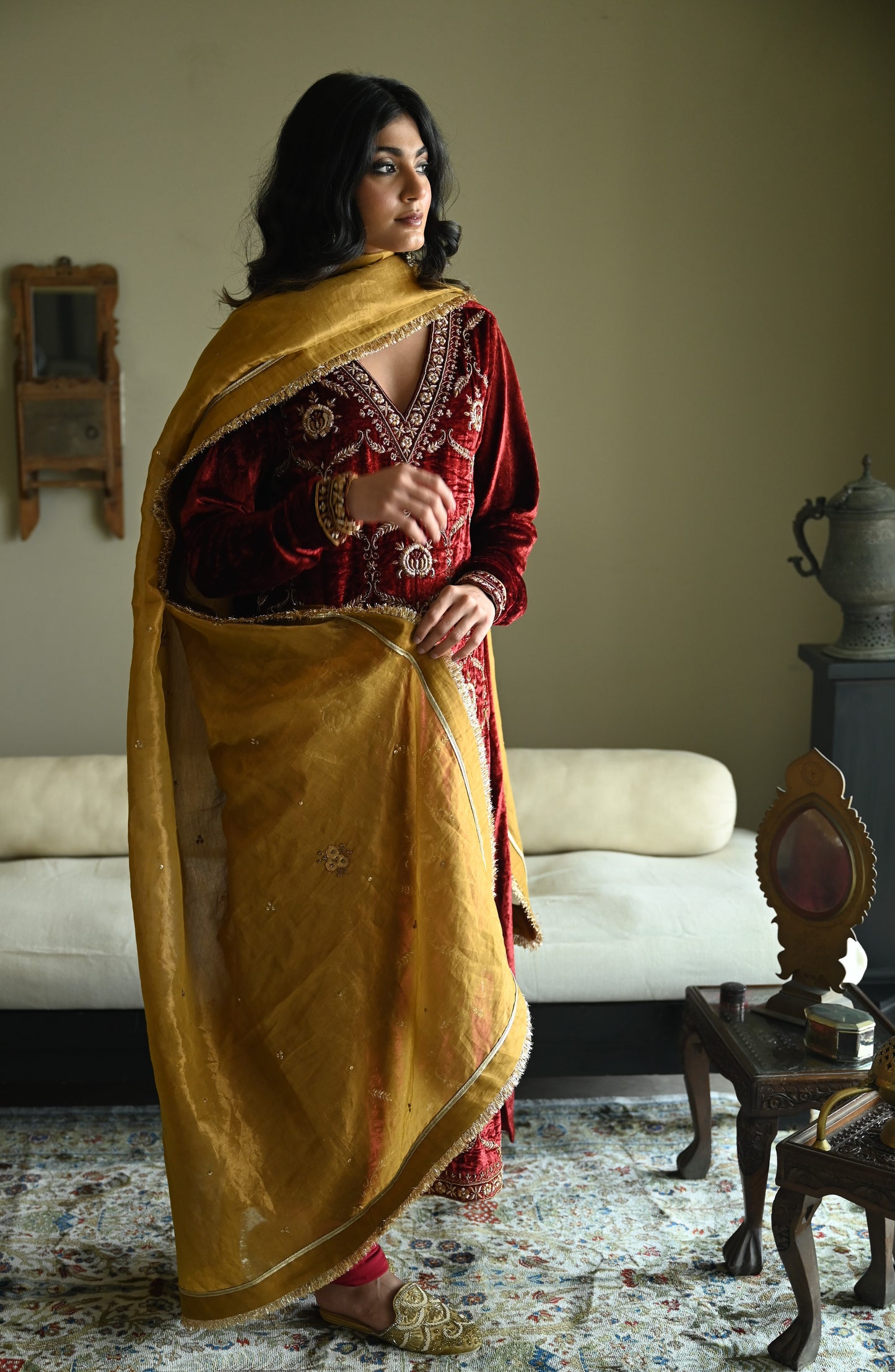 Chameli Dupatta in Gold Tissue