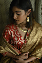 Empireline Blouse in Red Brocade