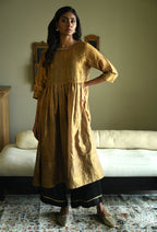 Anna Dress in Gold Tissue with Black Flared Pant