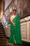 Gota Phool Saree In Green Georgette