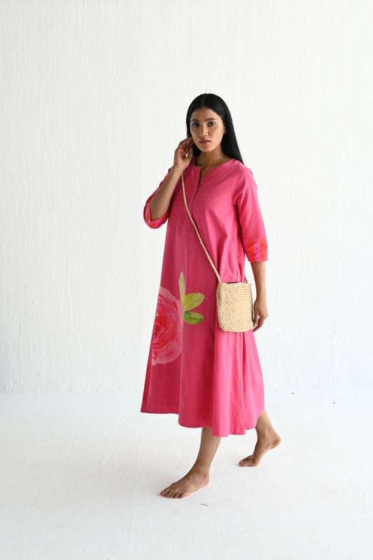Boho Maxi Dress in Sorbet Pink