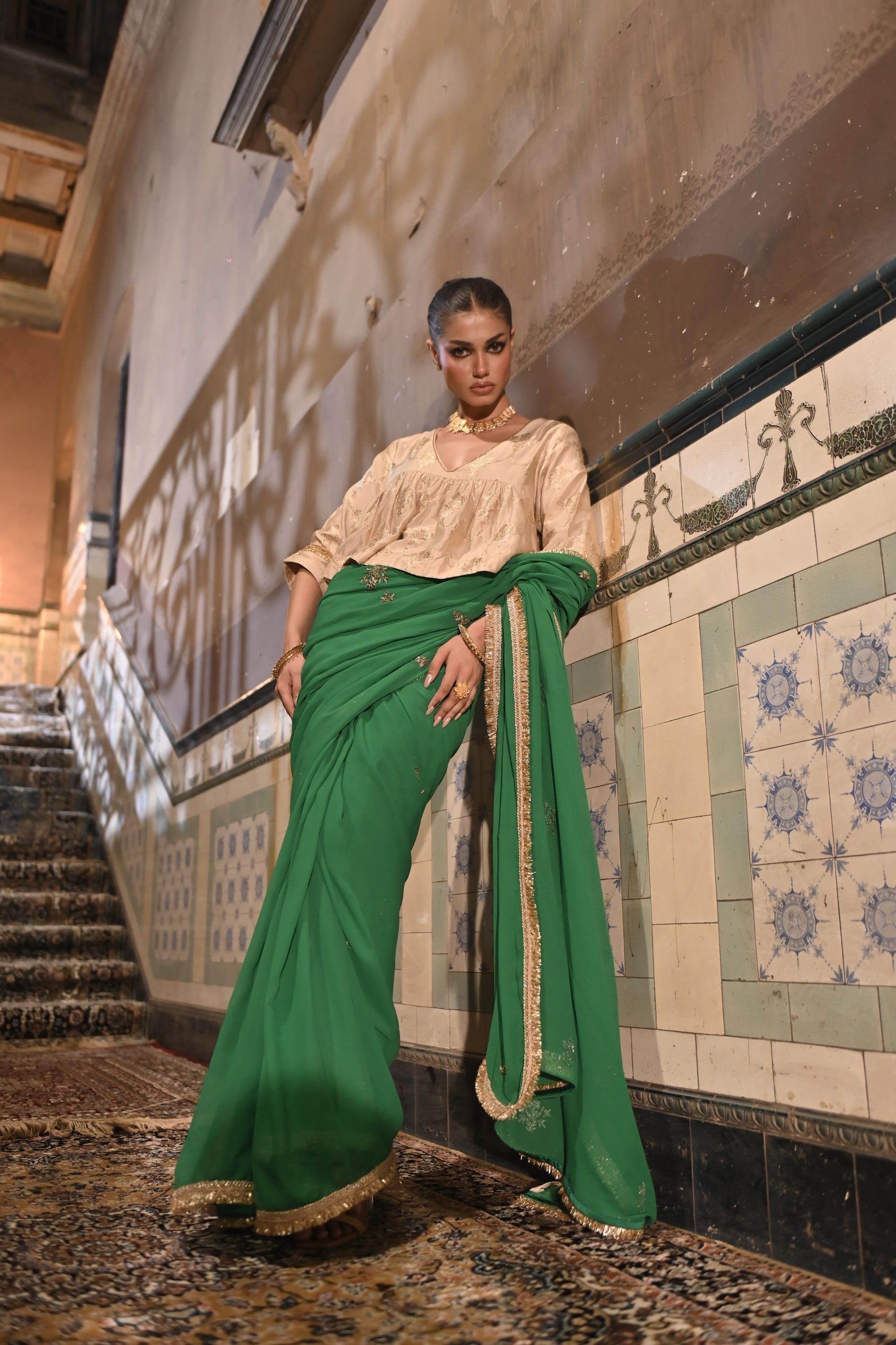 Mumtaz Kediya Blouse In Ivory Brocade