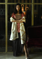 Mukesh Dupatta in Ivory Sati Stripes