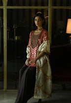 Mukesh Dupatta in Ivory Sati Stripes