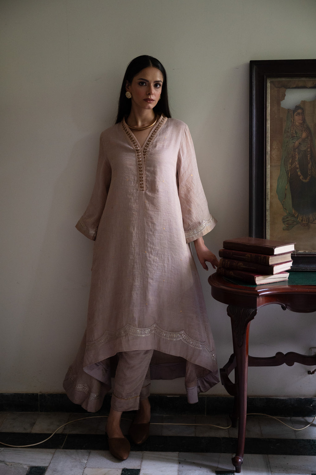 Jhilmil Tilla kurta in Mauve with Mauve Pant