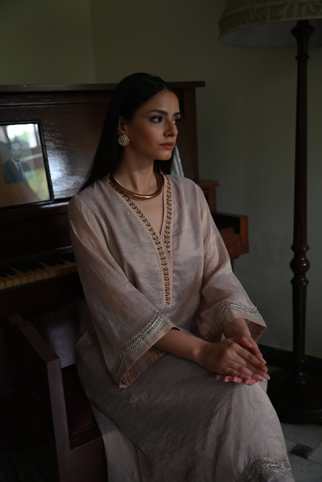 Jhilmil Tilla kurta in Mauve with Mauve Pant