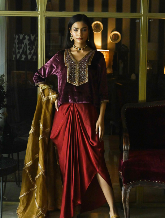Shabana Top in Purple Velvet