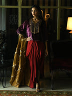Mukesh Dupatta in Vintage Gold Tissue