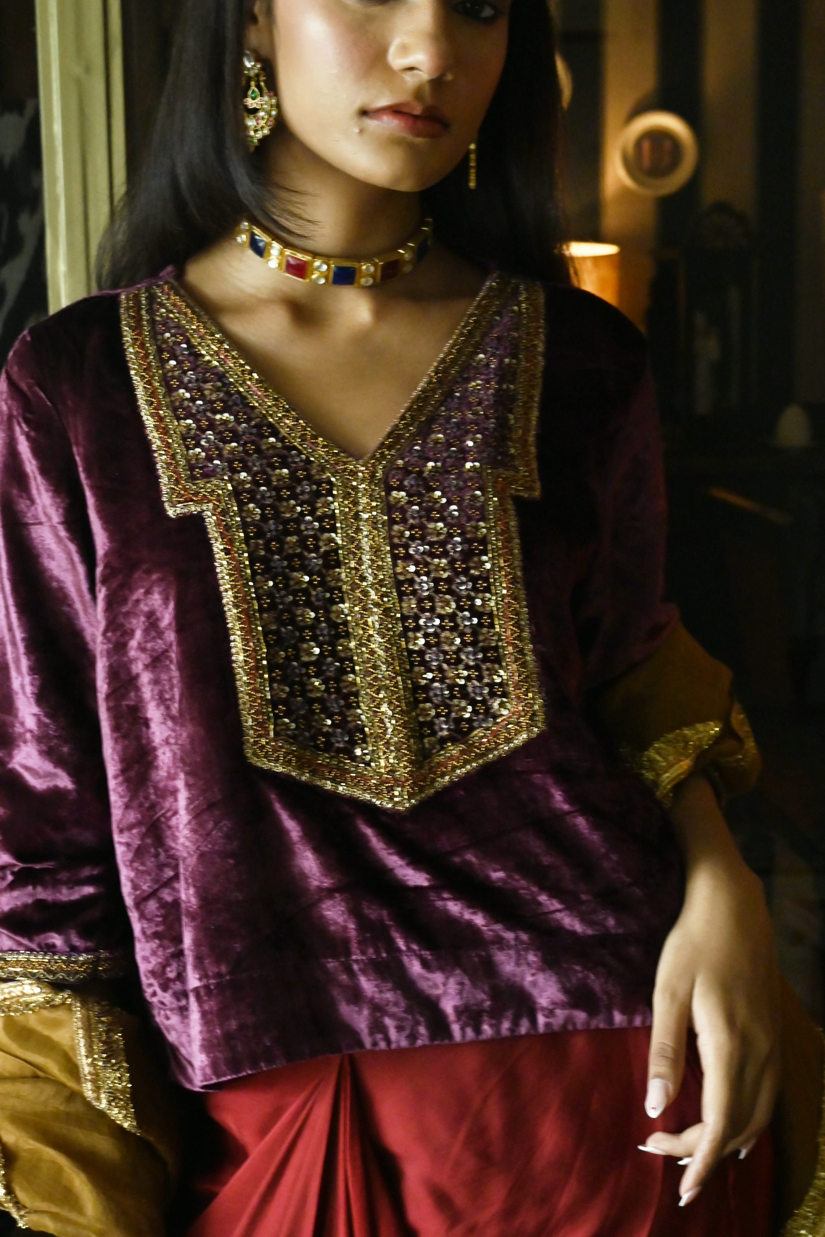 Shabana Top in Purple Velvet