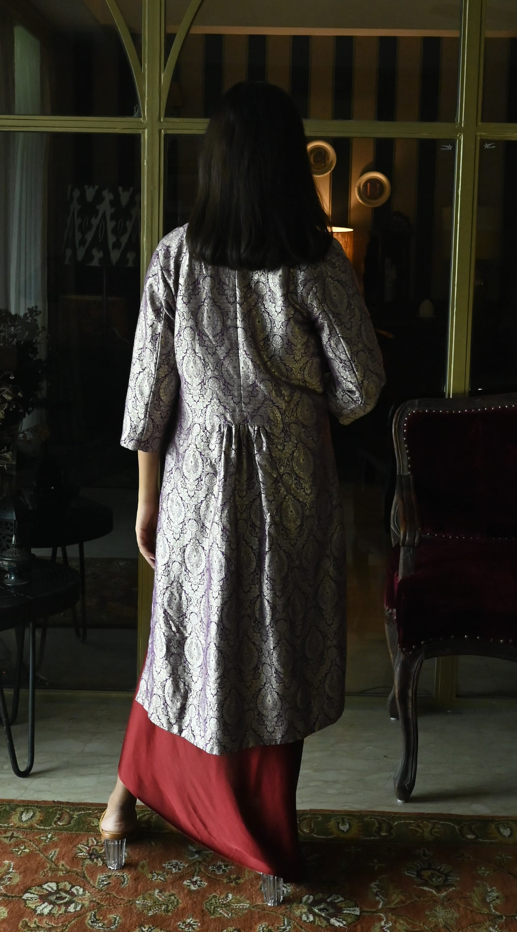 Judy Jacket in Purple Brocade