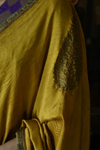 Haldi Patta Print Saree in Ochre Pure Silk