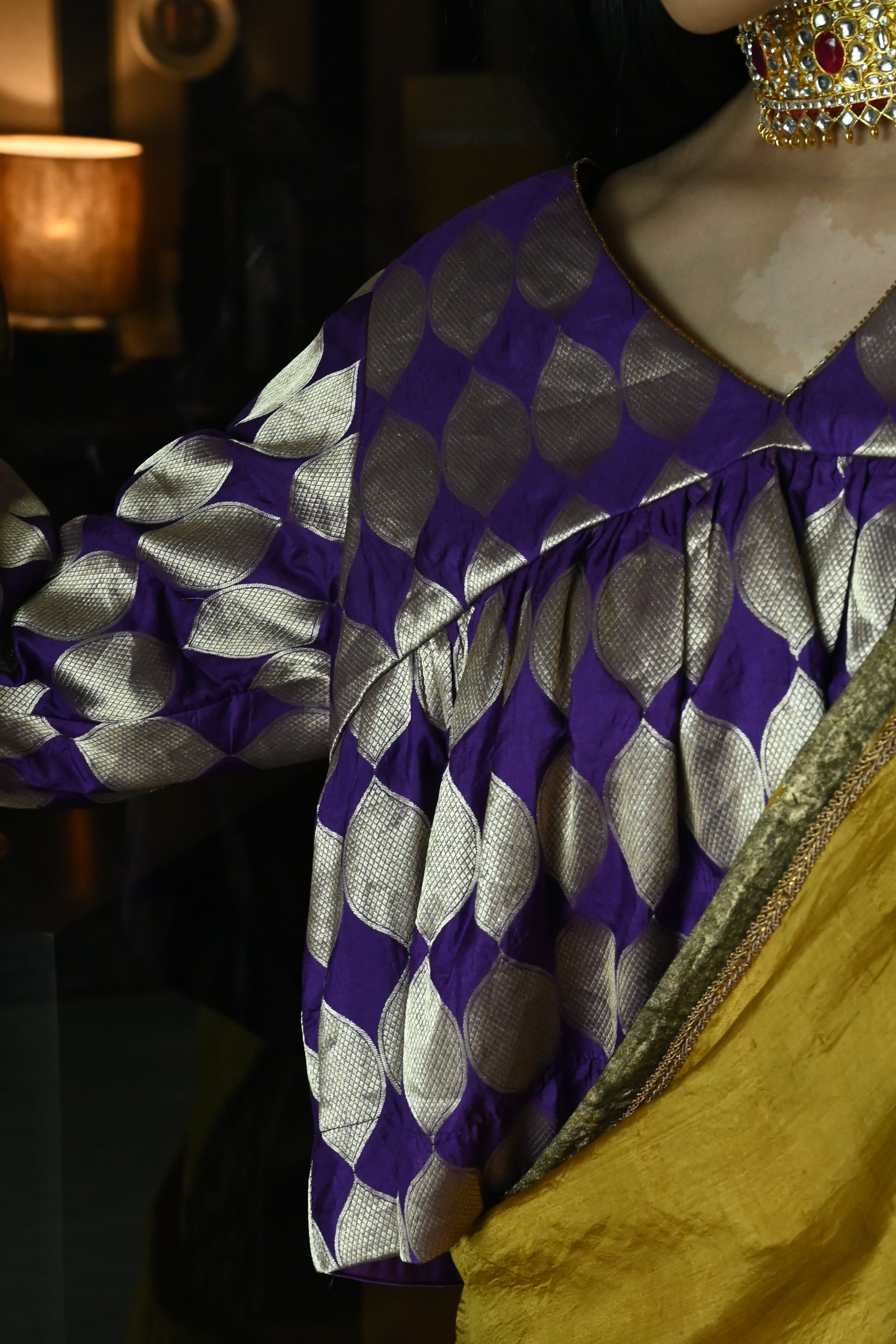 Haldi Patta Print Saree in Ochre Pure Silk