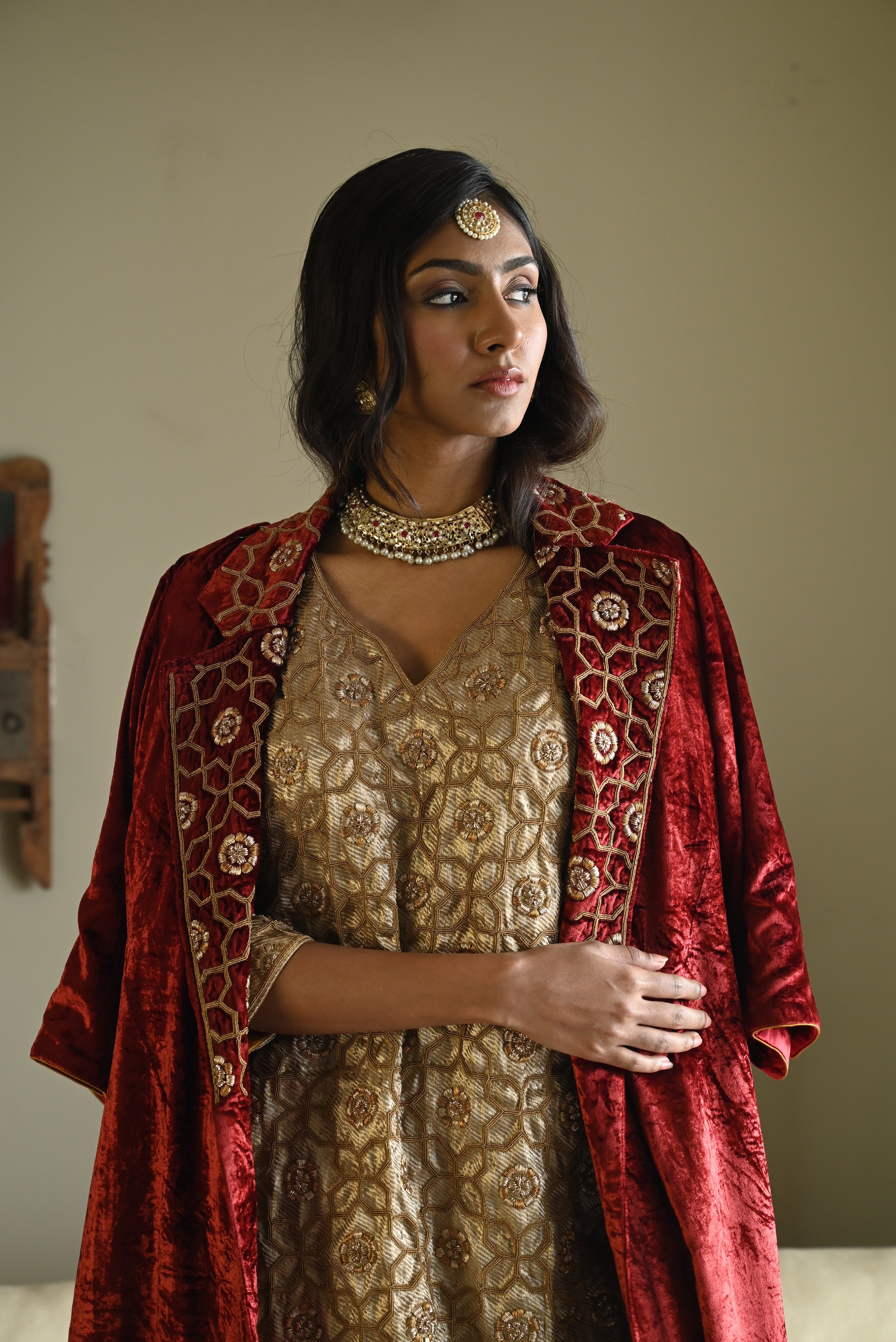 Sally Jacket in Red Velvet