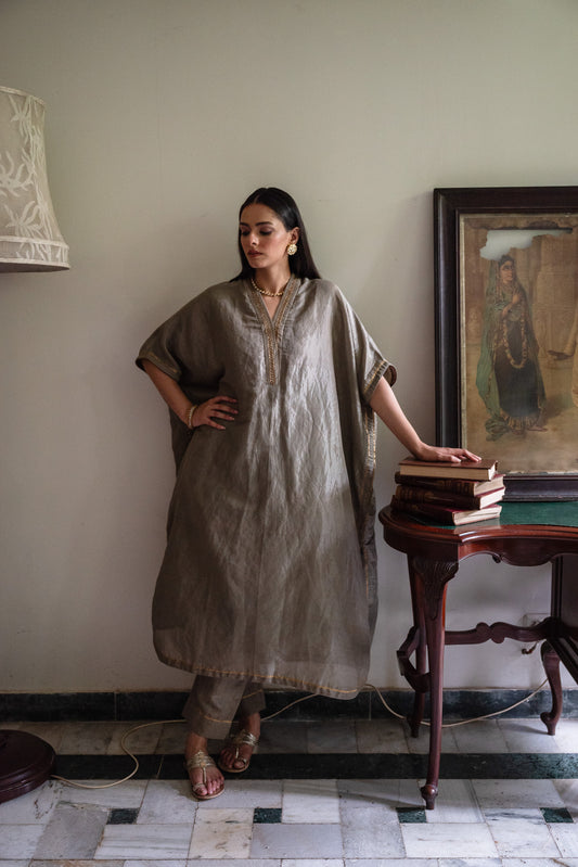 Richa kaftan in Sage Green Tissue with Sage Green Tissue Pant