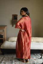 Tyohaar Kaftan in Red Pin Stripe Chanderi