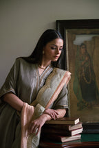 Richa kaftan in Sage Green Tissue with Sage Green Tissue Pant