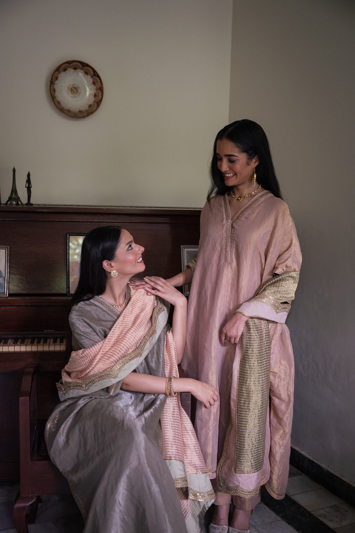 Nusrat Sameena Stripe in Ash Pink Dupatta