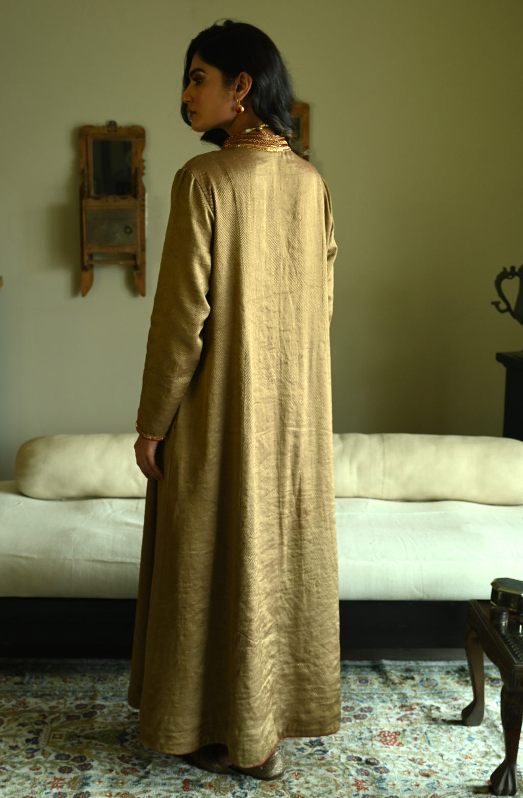 Sashiko in Tussar Brocade