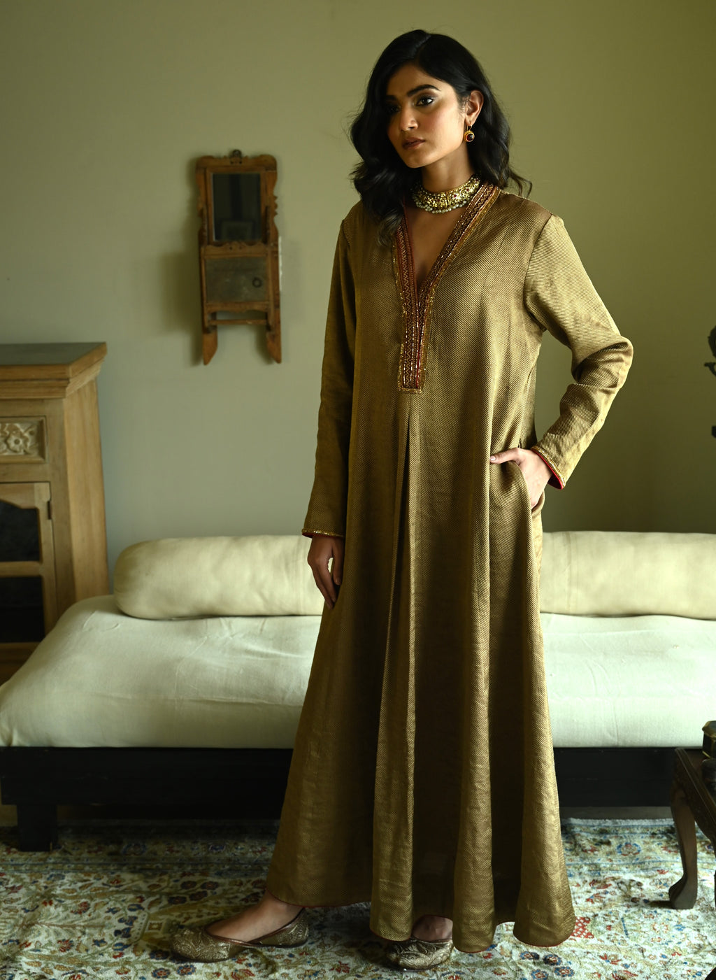 Sashiko in Tussar Brocade