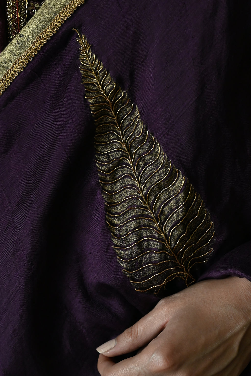 Jamuni Patta Print Saree in Purple Pure Silk