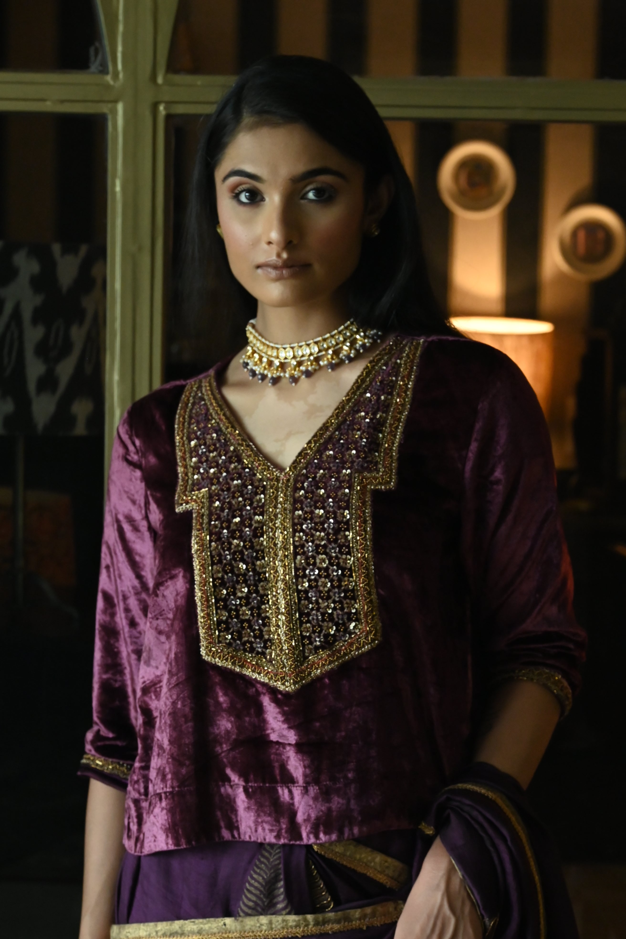Shabana Top in Purple Velvet