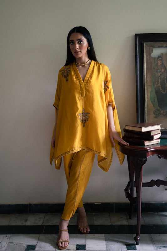 Golshan Tunic in Yellow with Yellow Nandini Dhoti Pant