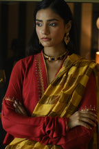 Sashiko Blouse in Red Silk