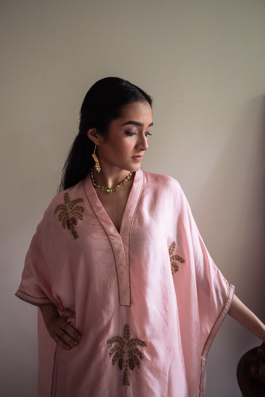Golshan Tunic in Blush Pink with Pista Green Nandini Dhoti Pant