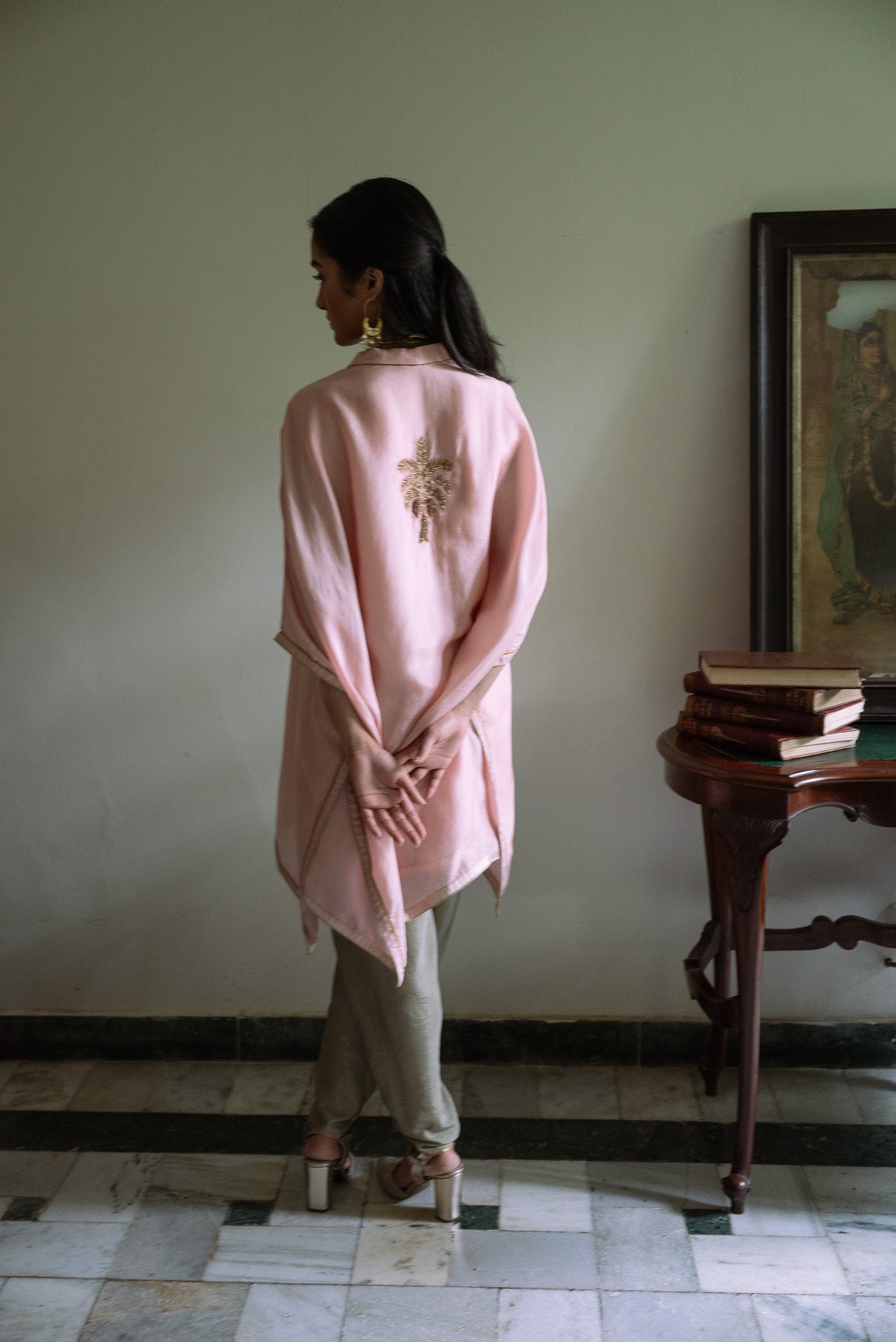 Golshan Tunic in Blush Pink with Pista Green Nandini Dhoti Pant