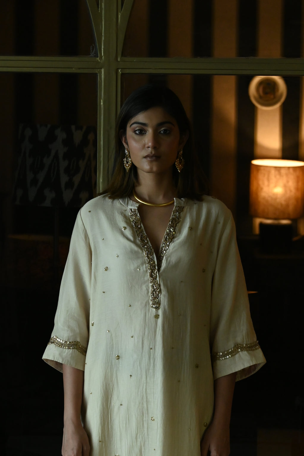 Chitkan Kurta in Ivory Chanderi with Chanderi Salwar