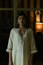 Chitkan Kurta in Ivory Chanderi with Chanderi Salwar
