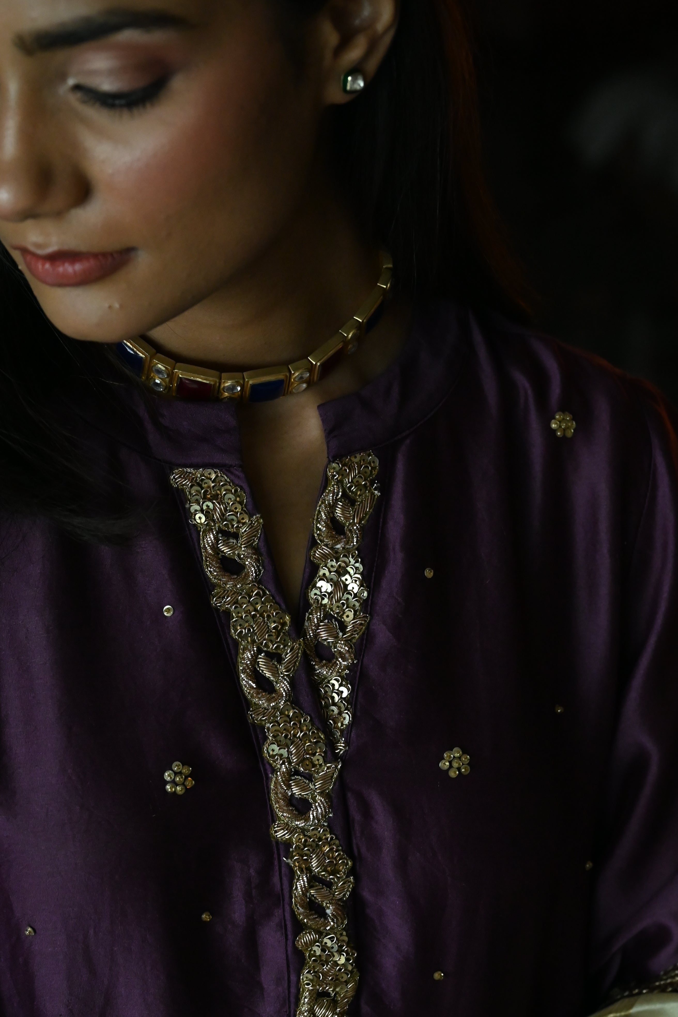 Chitkan Kurta in Purple Chanderi with Chanderi Salwar