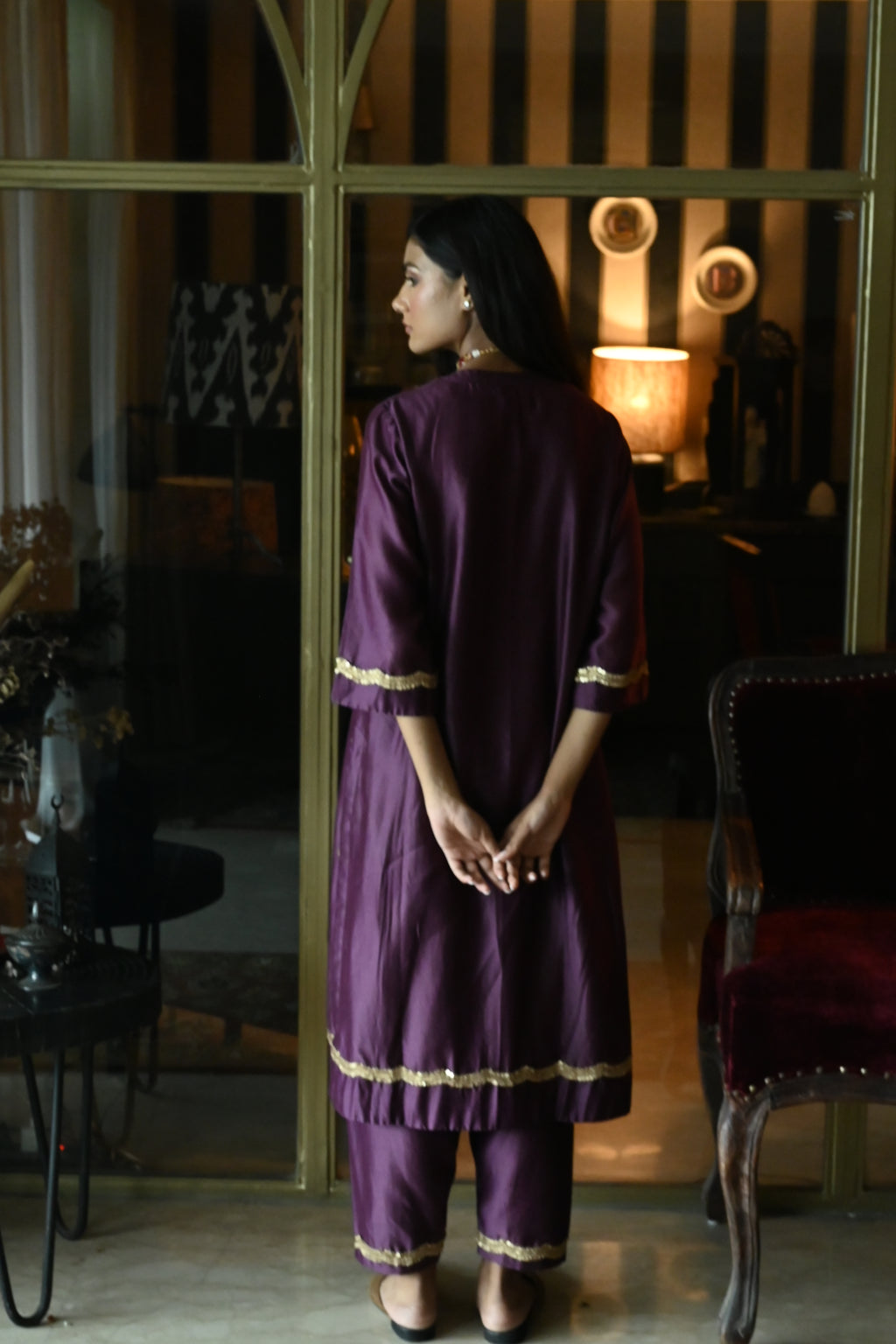 Chitkan Kurta in Purple Chanderi with Chanderi Salwar