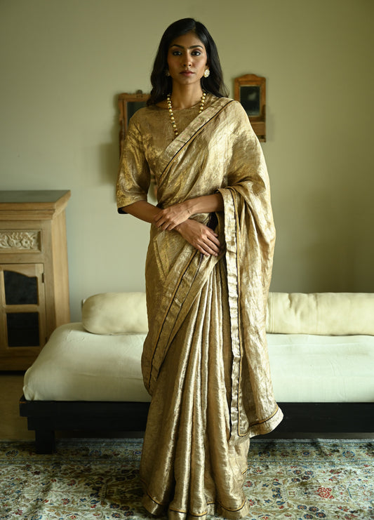 Rumi Sona Saree in Gold Brocade Tissue