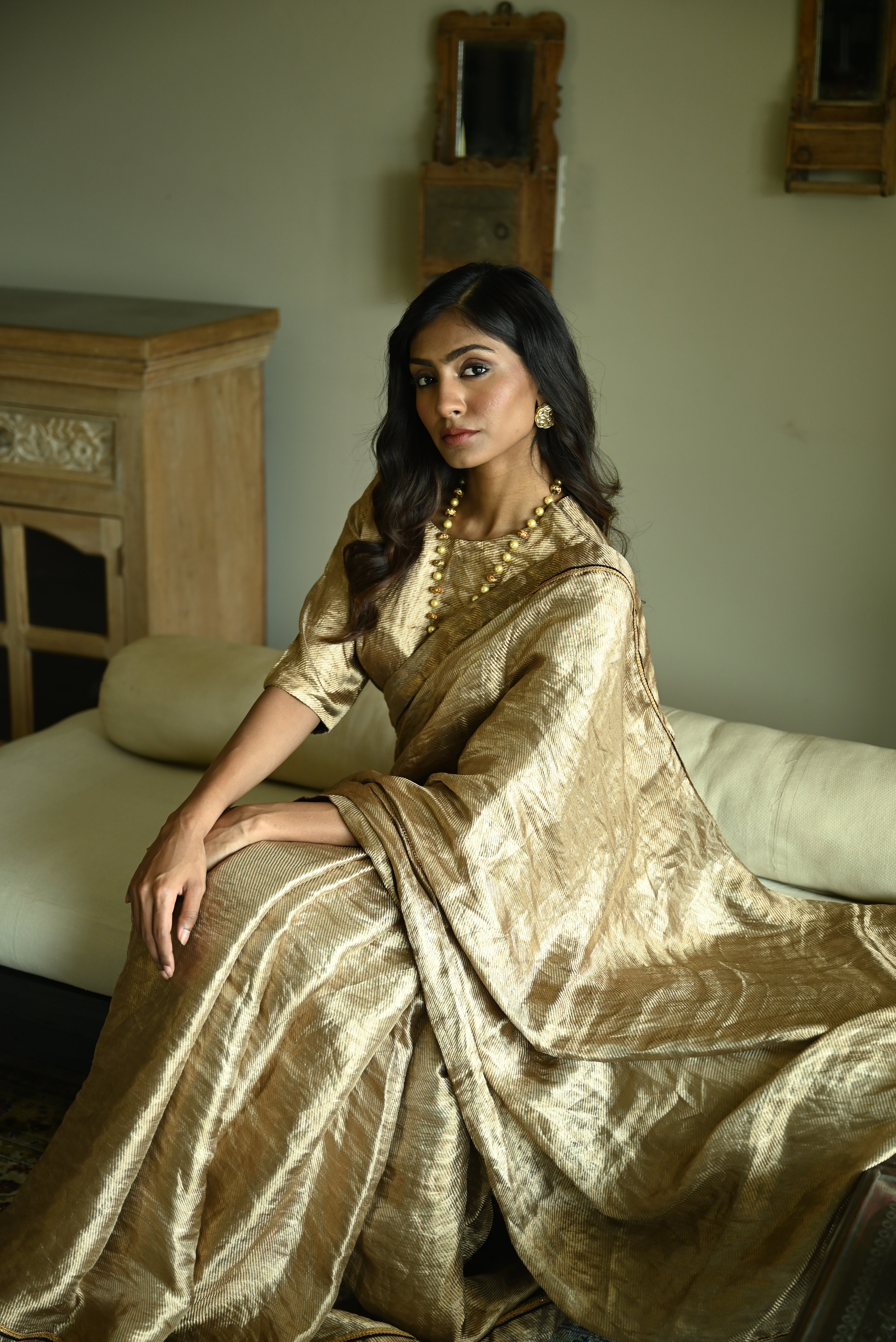 Rumi Sona Saree in Gold Brocade Tissue