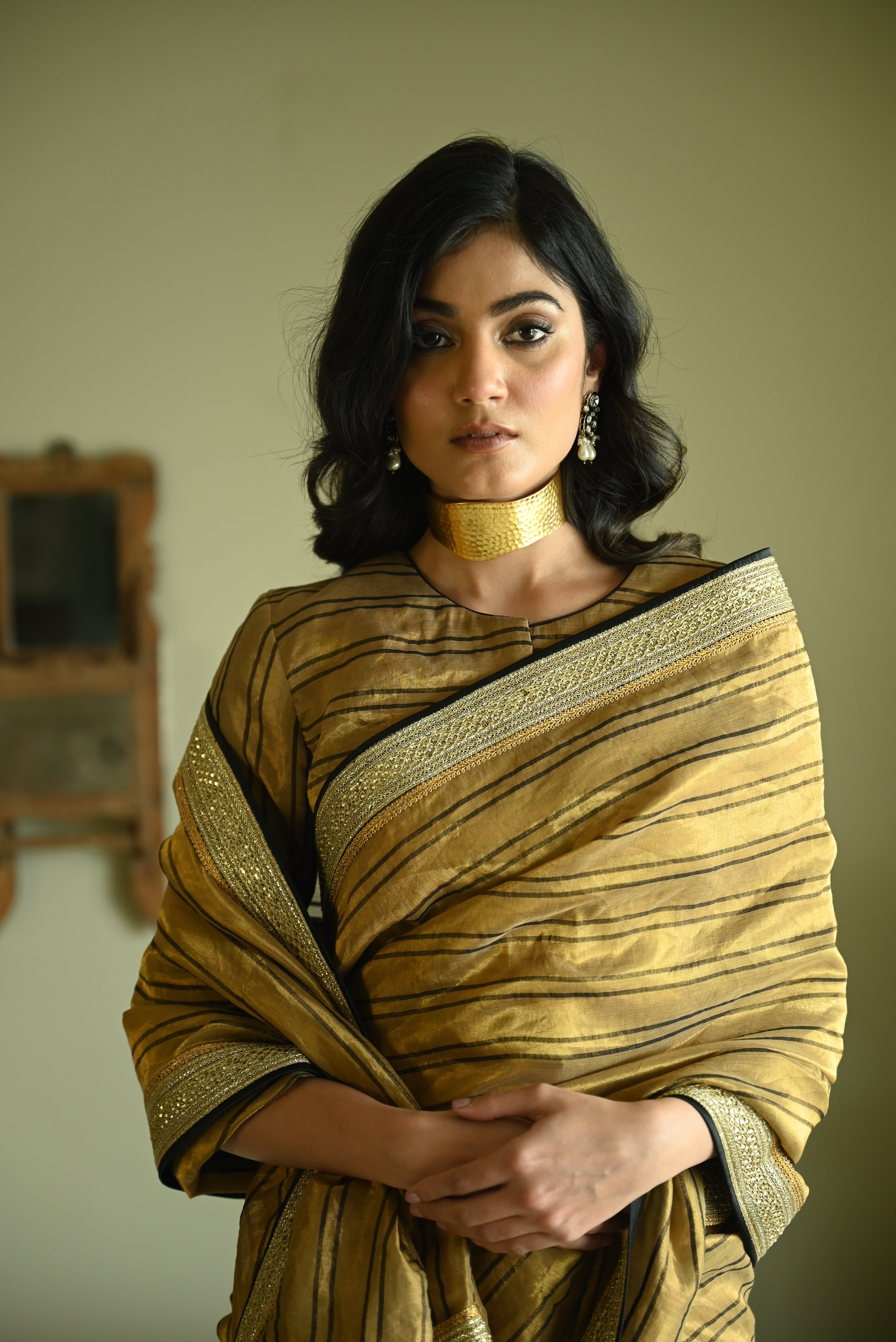 Lakeer Saree in Stripes Tissue