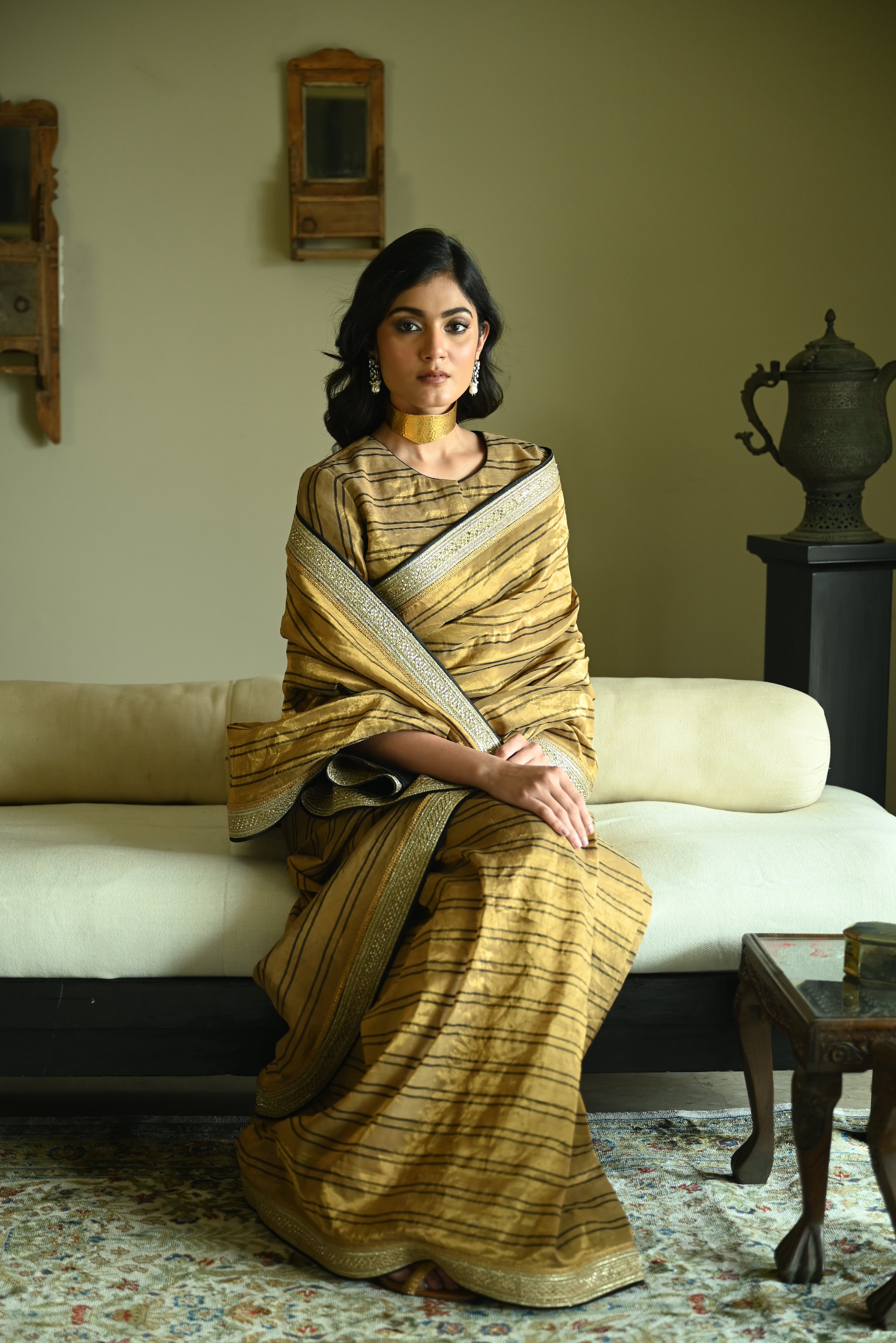 Lakeer Saree in Stripes Tissue